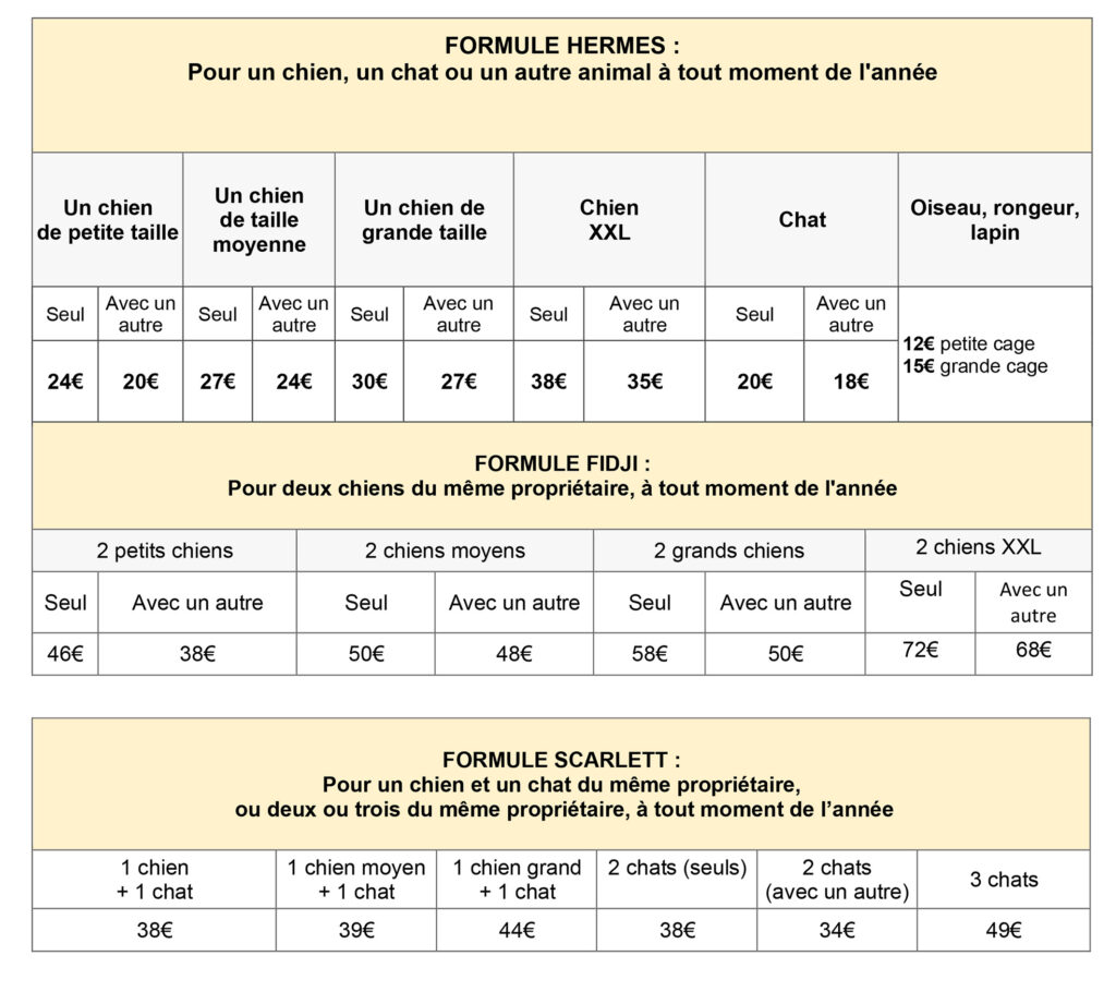 Tarifs 2023